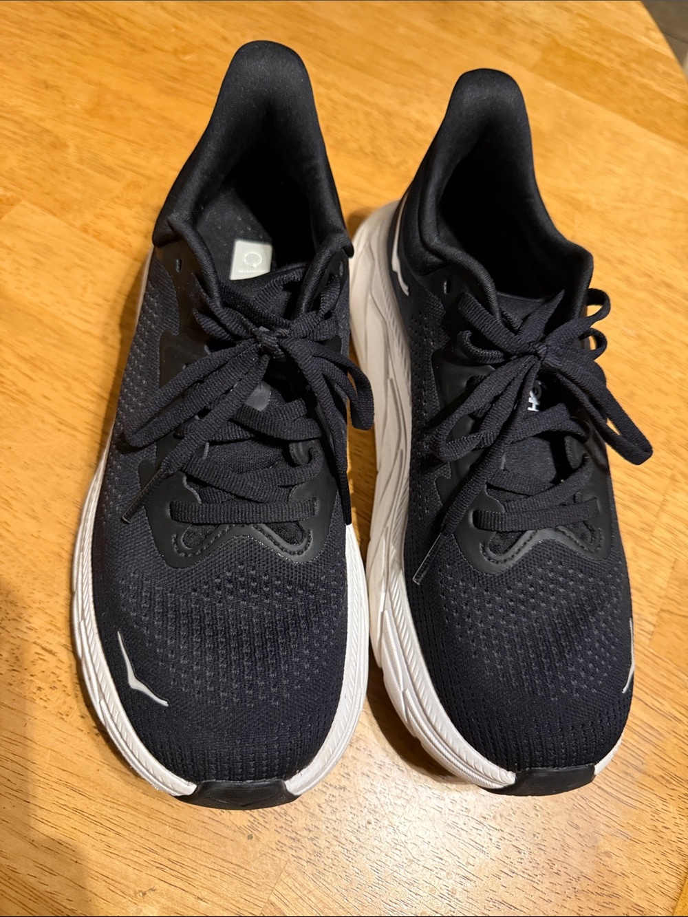 Hoka Black Athletic Running Shoes with White Midsole